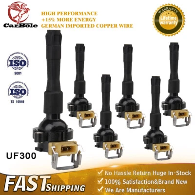 Paquete de 6 bobinas de encendido UF300 para BMW E36 E39 E46 X5 Z8 325 328 525i 528 540i 2,5 L Foto 1 de 4