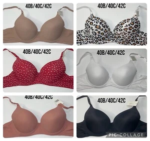 Push Up Light Padded T- Shirt Bra 3 Hooks Underwire. NWT Size 40B/ 40C/ 42C - Picture 1 of 73