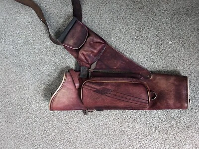 Vintage NEED Practice Target Archery Leather Hip Quiver Leg 3 Tubes No Belt - Image 1 of 4