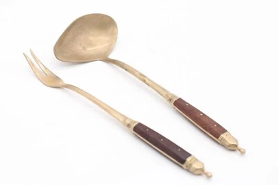 Villeroy & Boch Gallo Leonardo Soßenkelle & Fleischgabel aus Messing & Holz - Bild 1 von 4