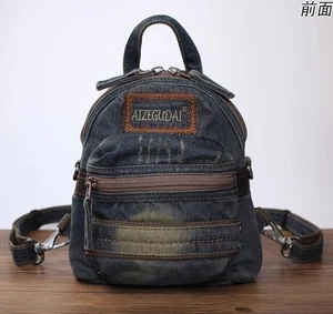 Women Retro Mini Denim Canvas Backpack Casual Travel Bag Fashionable Schoolbag - Picture 1 of 24