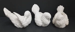 3er Set Vintage SANTANI Alabaster Taube Skulpturen weiß handgeschnitzt ITALIEN - Bild 1 von 10