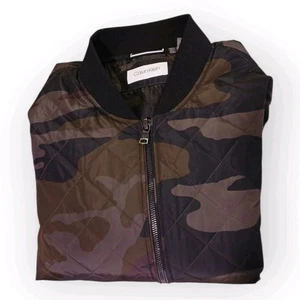 Calvin Klein Jacke Herren XL Grün Braun Camouflage Stepp Puffer Bomber Mantel Reißverschluss - Bild 1 von 9