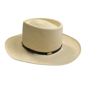 Stetson 7X Gen Shantung Panama Royal Flush Straw Gambler Cowboy Western Hat 7 - Picture 1 of 10
