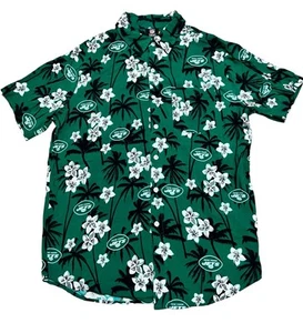 New York Jets NFL Tropical Hawaiian Shirt Green Floral Herren Medium Button Up - Bild 1 von 10