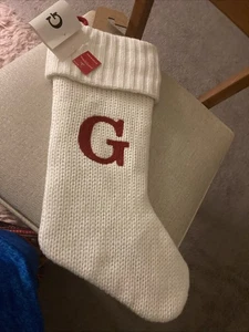 Target Wondershop Letter Initial "G” Monogram 19" White & Red Knit Stocking - Picture 1 of 6