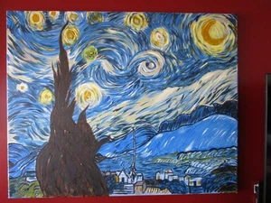 Vincent Van Gogh OIL On Canvas "STARRY NIGHT" Tribute "Impasto" By Artist - Picture 1 of 7