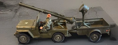 Vintage 1960's G.I. JOE Jeep & Trailer 7000, Searchlight, Cannon,  & Joe - Image 1 of 4