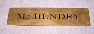 Vintage Mr. Hendry Banker Messing Namensschild Schild - Bank of Commerce, Newark, NJ - Bild 1 von 2