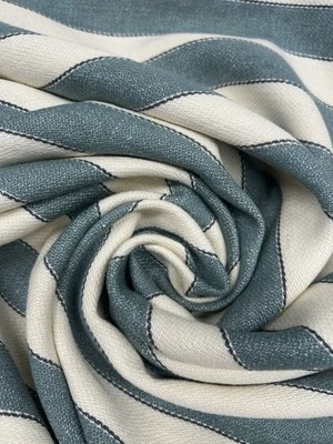 Chelsea Textiles Etta Stripe Teal 3.8 Metre Fabric Remnant  RRP  Piece £585.20 - Image 1 of 4