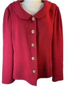 St. John Collection Strick Blazer Jacke rot Vintage schön goldfarben Knopf Gr.14 - Bild 1 von 5
