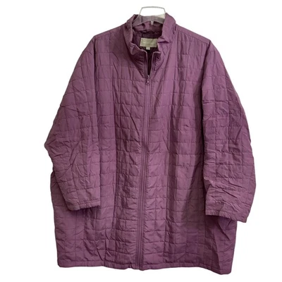 Woman Within Jacket Womens 5X Purple Quilted Full Zip Stand Collar Pockets - Image 1 of 4
