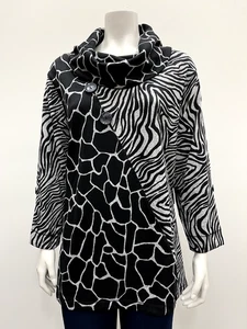 Thomas&Olivia Damen Plus Pullover bedruckt 3/4 Rollriegelärmel Wasserfallausschnitt Bluse - Bild 1 von 1