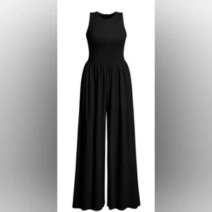 OQQ Tuta donna elegante girocollo senza maniche pezzo unico outfit MED NERO - Foto 1 di 4