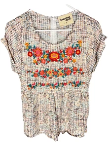 SAVANNA JANE Top Small Blumen bestickt Kurzarm Ditzy Fairy Boho NEU - Bild 1 von 3