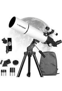 Telescopio Celticbird blanco 80/600 mm con trípode y estuche de transporte NUEVO EN CAJA - Imagen 1 de 6