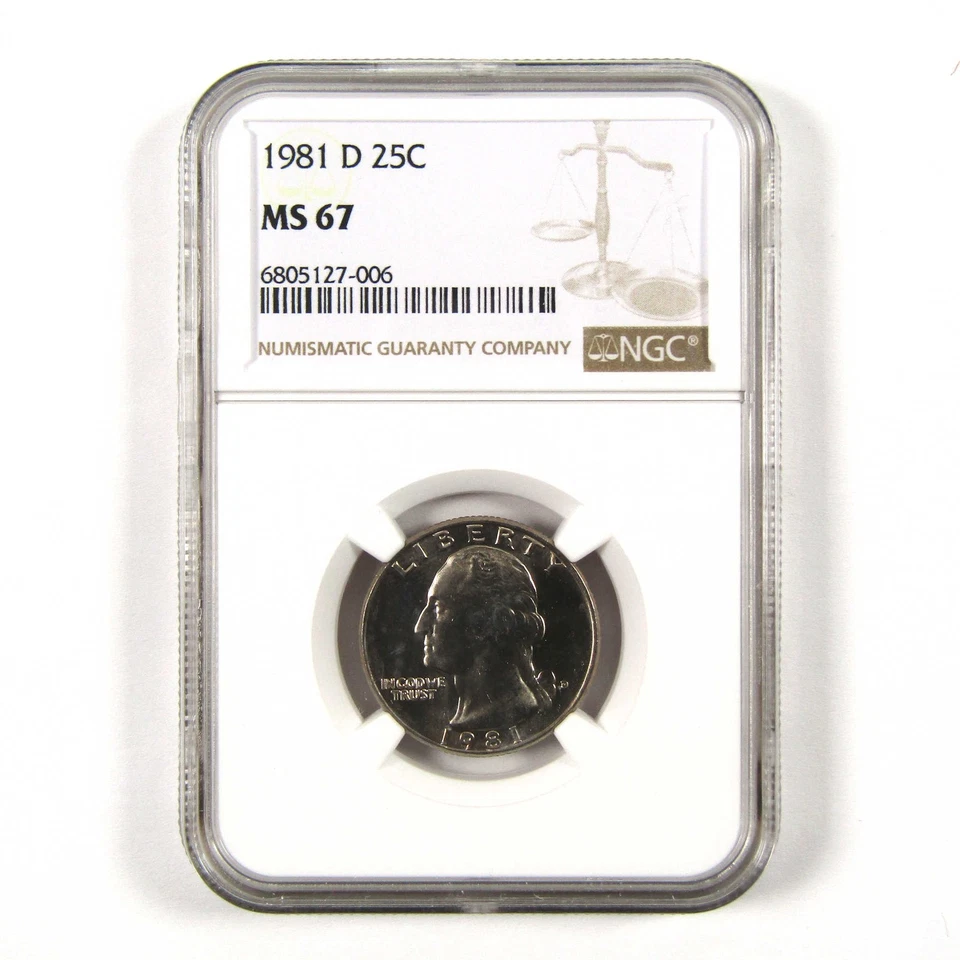 1981 D Washington Quarter MS 67 NGC Clad 25c Uncirculated SKU:I9546 - Image 1 of 4