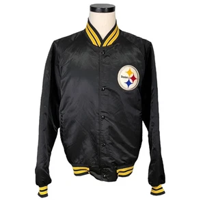 Chaqueta Bomber Vintage Chalk Line Pittsburgh Steelers Satinado XL Hecha en EE. UU. Años 80 - Imagen 1 de 11