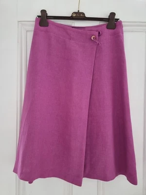Falda Loro Piana magenta color línea A lino talla I44 Foto 1 de 4