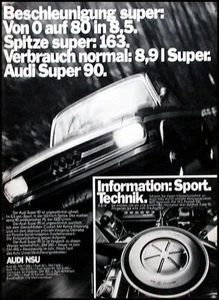Audi  Super 90   originale Werbung aus 1970 - Picture 1 of 1