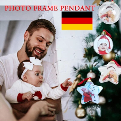 4x Personalisierte Weihnachtsbaum Foto Kugeln XMAS Ball Star Ornament Dekoration - Bild 1 von 4