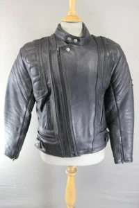 AKITO MERCURY PLUS CLASSIC BLACK LEATHER BIKER JACKET WITH BACK PROTECTOR 38-40" - Picture 1 of 9