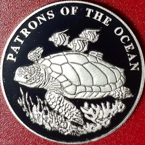 2001 ZAMBIA 1000 KWACHA PROOF LOGGERHEAD SEA TURTLE FISH CORAL OCEAN (no silver) - Picture 1 of 7