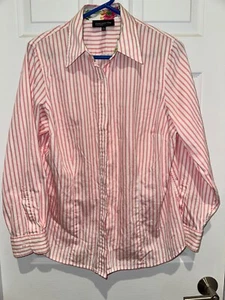 Jones New York Shirt Easycare Ladies Sz 1X Striped ECU 100% Cotton - Picture 1 of 4