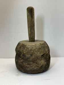 Primitive Antique Wood Mallet RusticFarmhouse Tool Vintage WoodenHammer - Picture 1 of 9