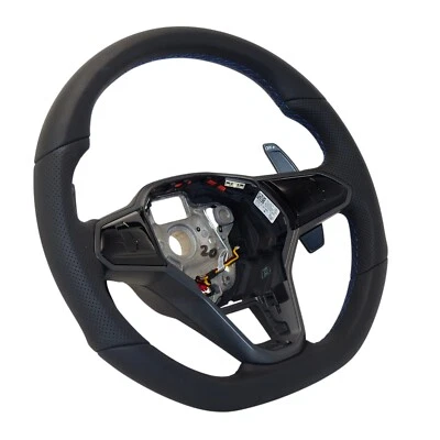 R Line Sports Steering Wheel Heated DSG VW Golf 8 VIII Gti Leather Punched Black - Image 1 of 4