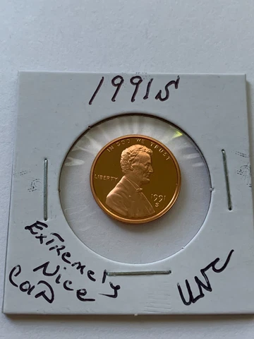1991 S LINCOLN CENT GEM PROOF from 1991 PROOF Set "EXTREMELY NICE COIN" Cover