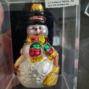 Rentner alte Zeit handgefertigtes Glas Schneemann Ornament - Bild 1 von 2