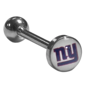 New York Giants Barbell Tongue Ring inlaid Logo NFL Surgical Stainless Steel - Picture 1 of 1