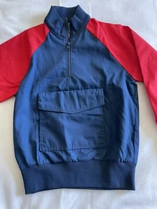 Vintage Wilderness Trails Boys 1/2 Zip Jacket Nylon Blue and Red Size Small - Picture 1 of 9