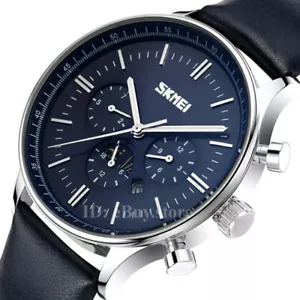 Teens Elegant Date Analog Klassisch Armband Hilfszifferblätter Uhr Wasserdicht Herren - Bild 1 von 15