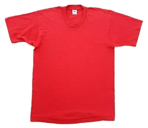 Vintage Fruit Of The Loom Blank Tee Red Size L Single Stitch T-Shirt - Picture 1 of 11