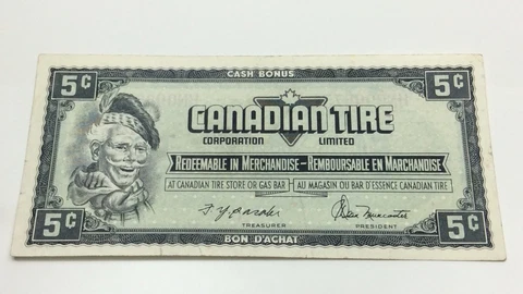 1974 Canadian Tire 5 Cents Circulated Banknote CTC Gas Bar Cash Bonus D193 Cover