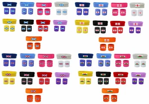 Personalised Flag Sweatband Wristbands Unisex 80s Fitness Sweatbands Gym Tennis - Picture 1 of 6