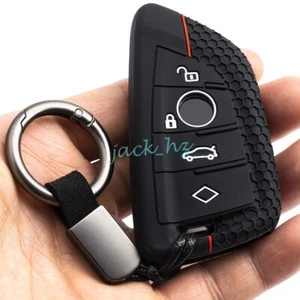 Silicone 4 Buttons Key Case Fob Chain Cover For BMW 1 2 3 4 5 6 7 8 Series X3 X4 - Picture 1 of 8