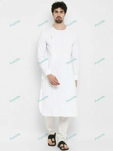 Mens Kurta Cotton Mens Shirt Long Sleeve Kurta Loose Shirt Kurta - Picture 1 of 8