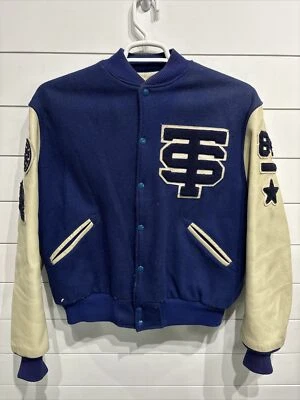 Chaqueta de Lana Letterman Universitaria de Colección para Hombres Mediana ST 1984 Pista de Fútbol Foto 1 de 4