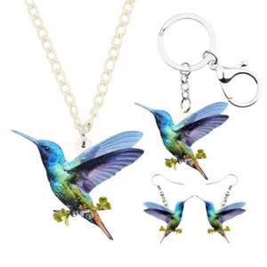 Acrylic Hummingbird Bird Jewelry Sets Earrings Keychain Necklace For Women Charm - Picture 1 of 15