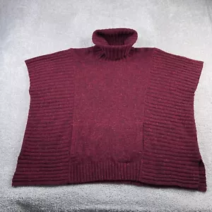 Athleta Sweater Womens Small Red Passage Poncho Turtleneck Wool Blend Pockets - Picture 1 of 15