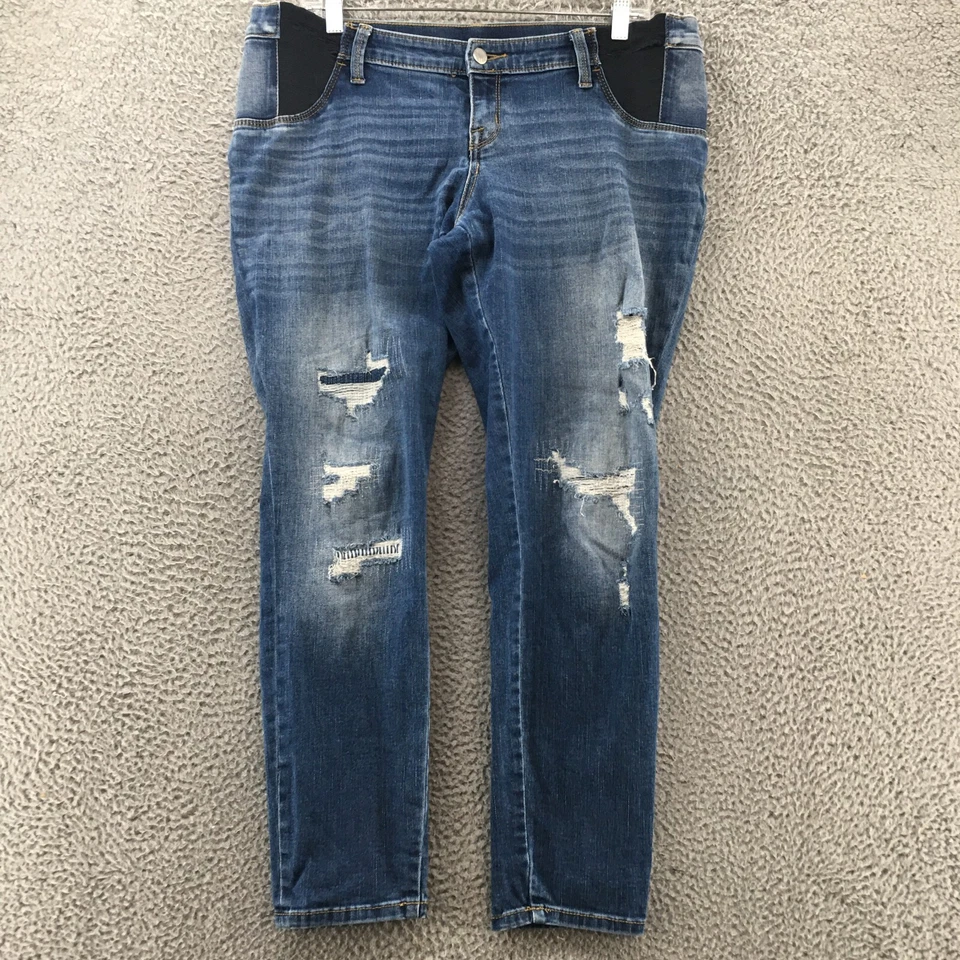 Pantalones de mezclilla ajustados al tobillo Liz Lange para mujer M (real 36x27) azul cremallera Foto 1 de 4