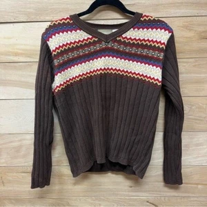 Vintage Liz Claiborne Rory Gilmore brown v neck knit sweater - Picture 1 of 4