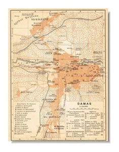 DAMASCUS ORIGINAL Antique city plan map 1906 SYRIA - Picture 1 of 10