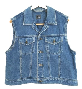 Vintage Lizwear Denim Vest Women's Medium V-Neck 5 Button 90’s Distressed Jean - Picture 1 of 6