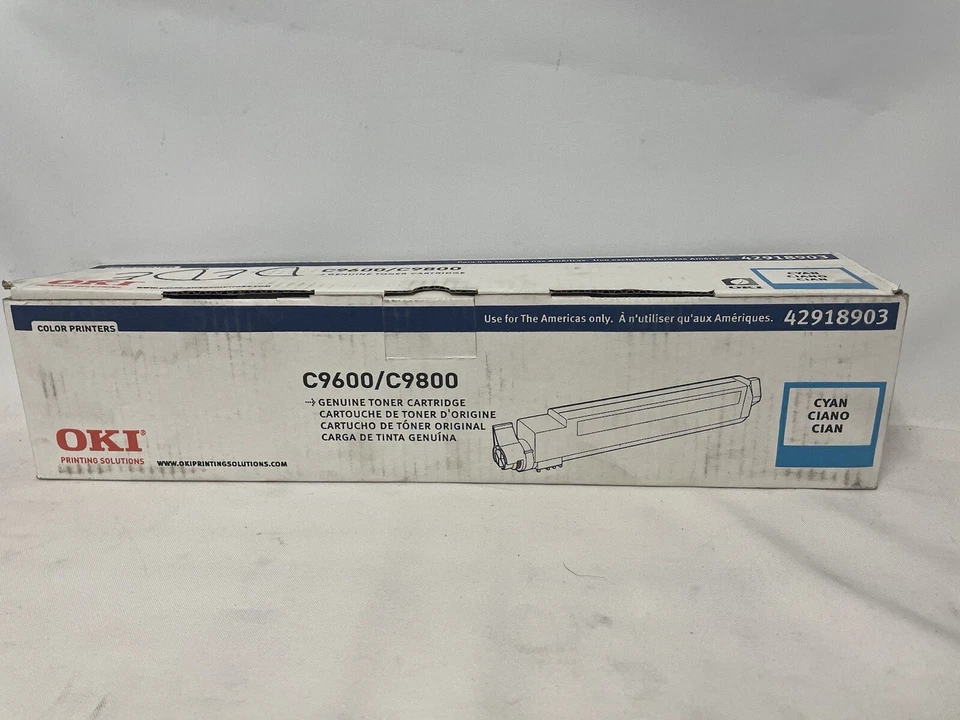 Cartucho de tóner OKI C9600/C9800 CIAN OEM P/N 42918903 UPC 0 5185135267 1 NUEVO EN CAJA Foto 1 de 1