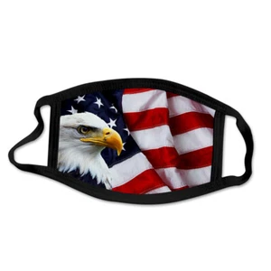 Cubierta de máscara facial de tela reutilizable lavable para hombres mujeres-águila bandera americana - Imagen 1 de 3