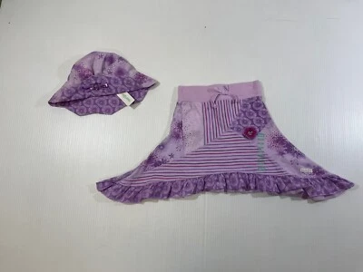Naartjie Niñas 100% Algodón Estampado Púrpura Verano Línea A Falda Cubo Sombrero Conjunto de 2 Piezas 3 Foto 1 de 4
